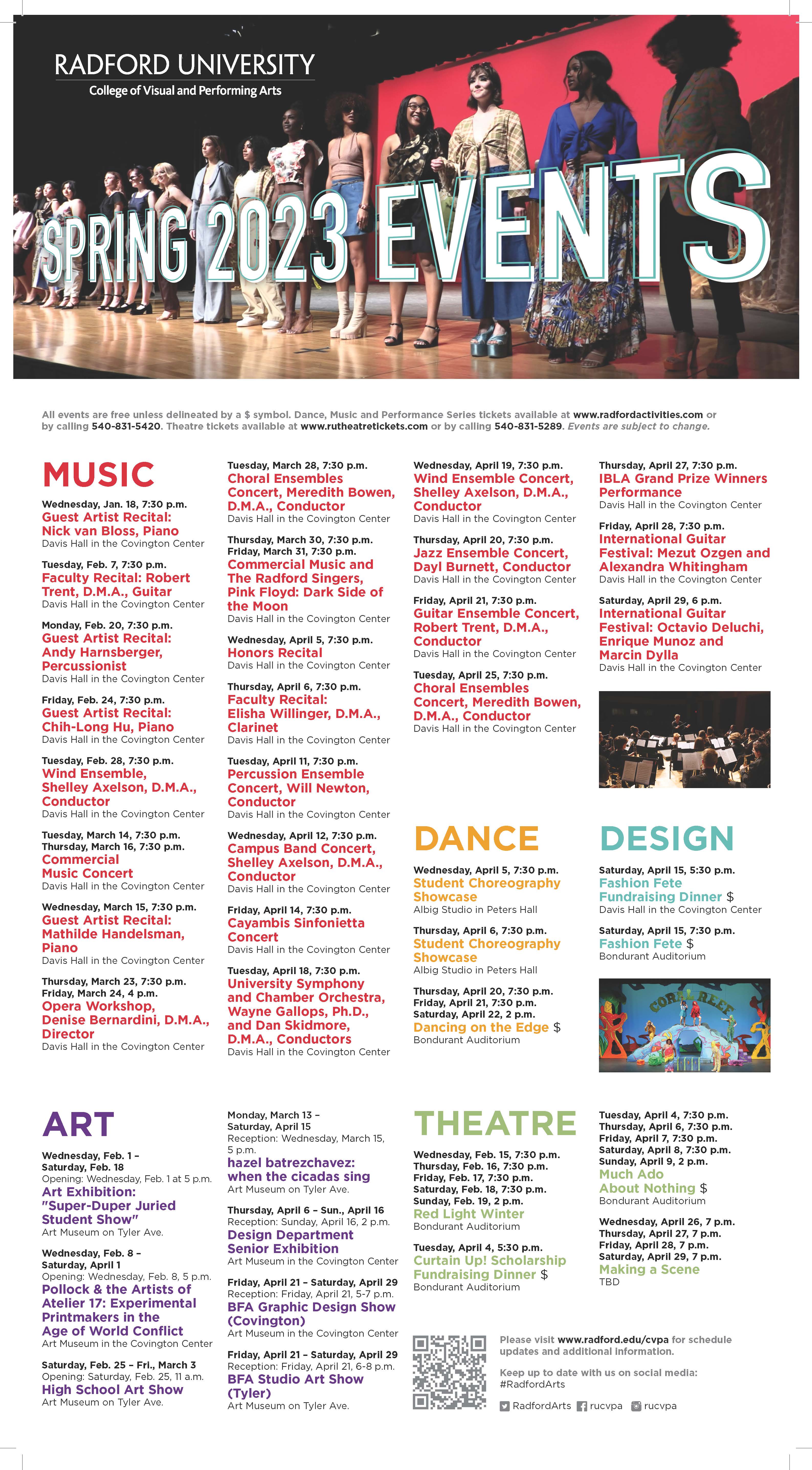 Calendar College of Visual and Performing Arts Radford University
